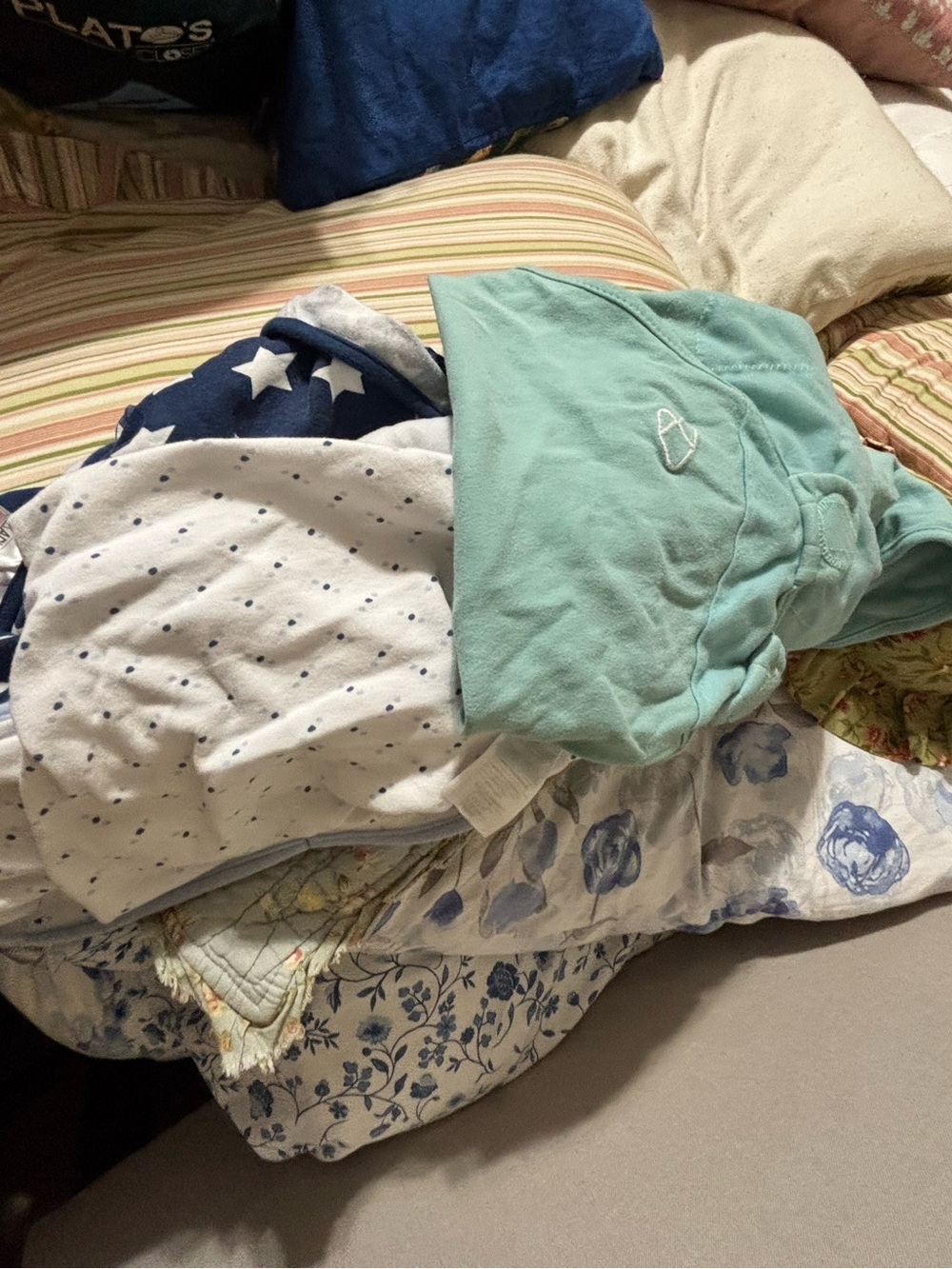 SwaddleMe Mint Green Hooded Baby Swaddle with Navy Star and White Dot Prints